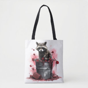 Bolso De Tela Raccoon en el Día de San Valentín del basurero