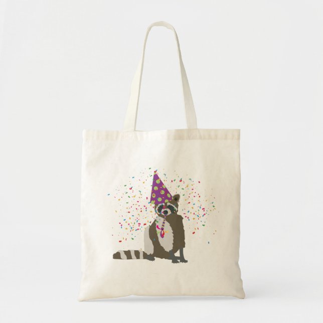 Bolso De Tela Raccoon Partying - Animales que tienen un Fiesta (Frente)