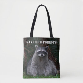 Bolso De Tela Raccoon Wildlife Photo Forest Conservation