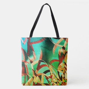 Bolso De Tela Rachas marrones sobre verde o aguamarina