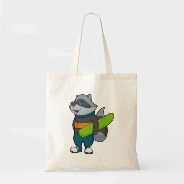 Bolso De Tela Racoon como Snowboard con Snowboard (Frente)