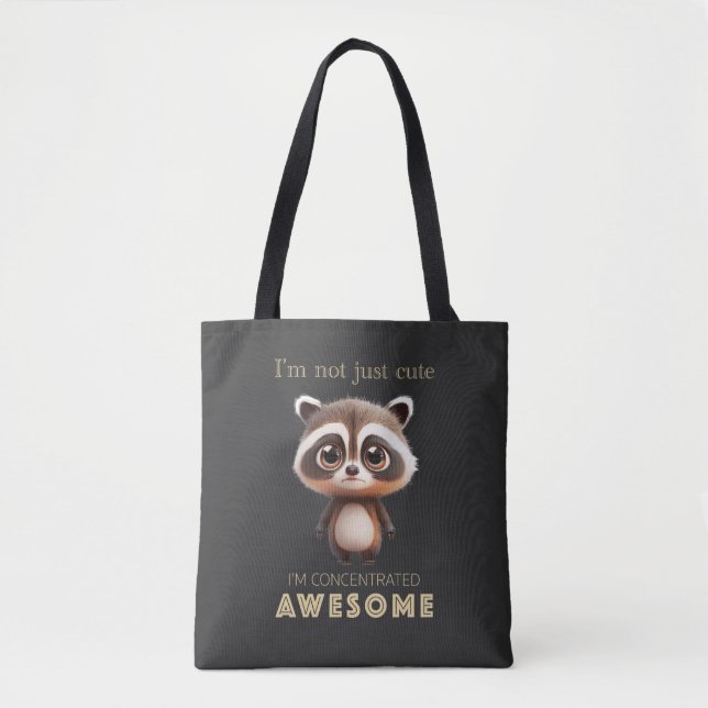 Bolso De Tela Racoon Concentrado Awesome Cute Adorable Funny (Anverso)