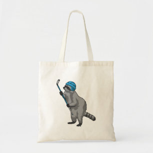 Bolso De Tela Racoon en hockey sobre hielo con bastón de hockey