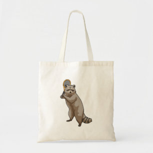 Bolso De Tela Racoon en tenis con raqueta de tenis