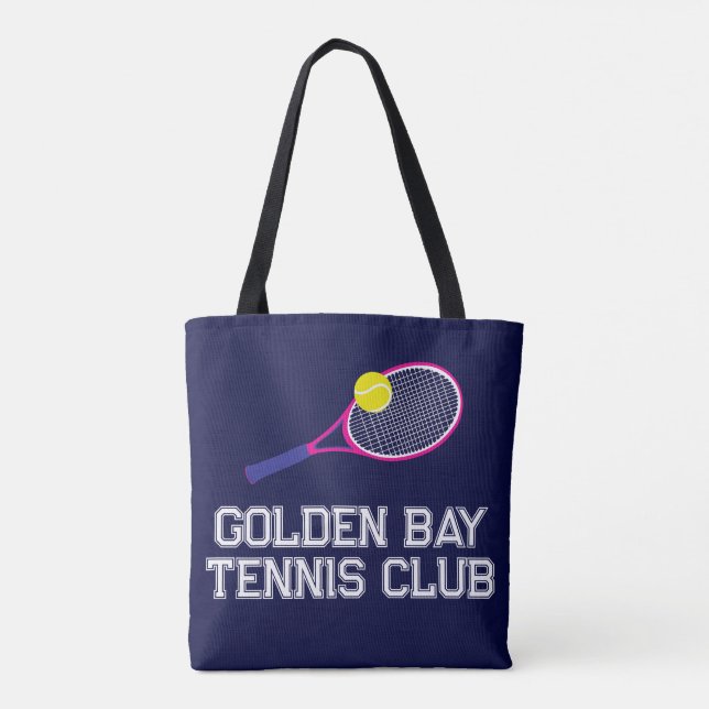 Bolso De Tela Racquet de tenis rosa azul personalizado (Reverso)