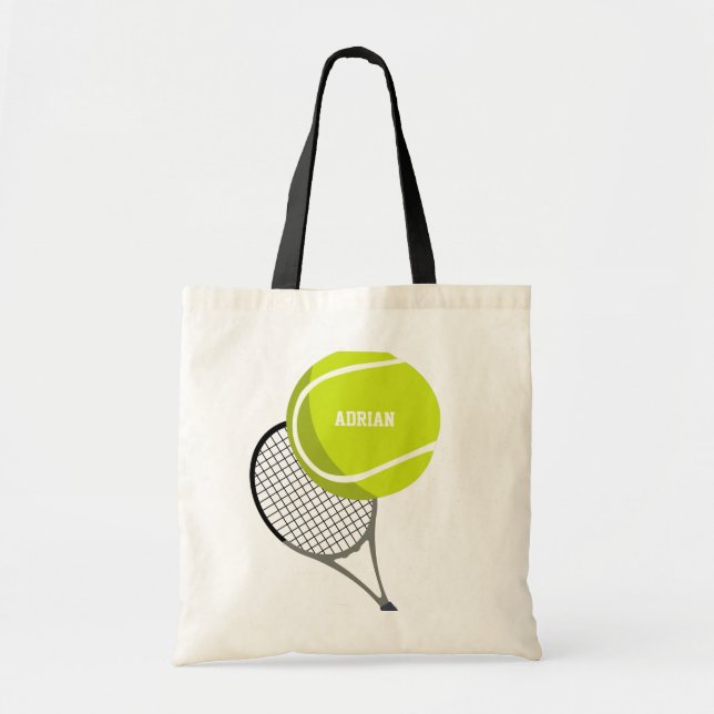 Bolso De Tela Racquet y bolas de tenis personalizado (Frente)
