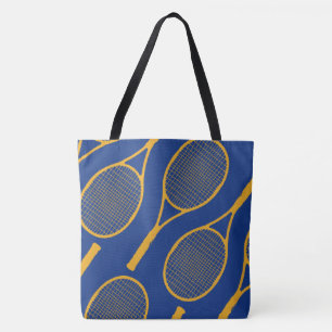 Bolso De Tela Racquets amarillos de tenis con estilo azul