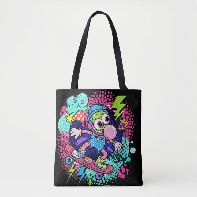 Bolso De Tela Rad Personalizado Skateboarder - Bubblegum & Light (Anverso)