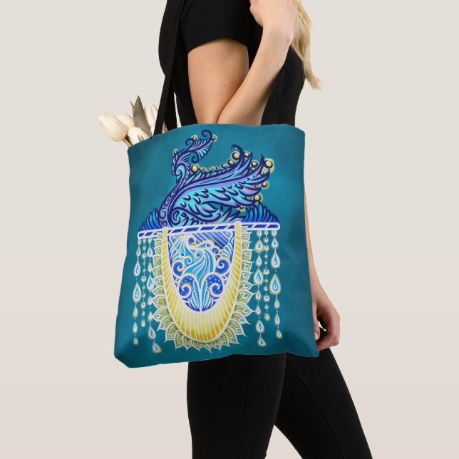 Bolso De Tela Radiación real de pavo real (Detalle)
