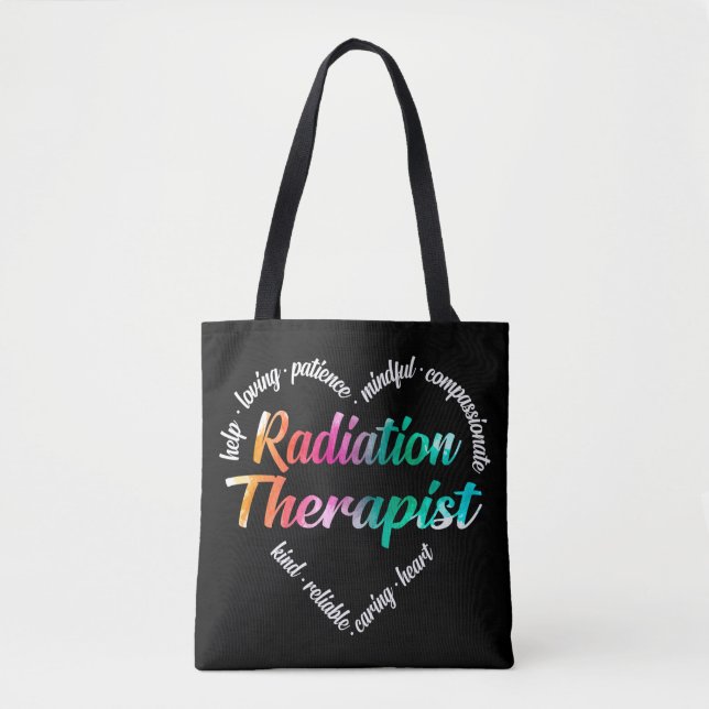 Bolso De Tela Radiación Terapia Corazón Word Nube Acuarela (Anverso)