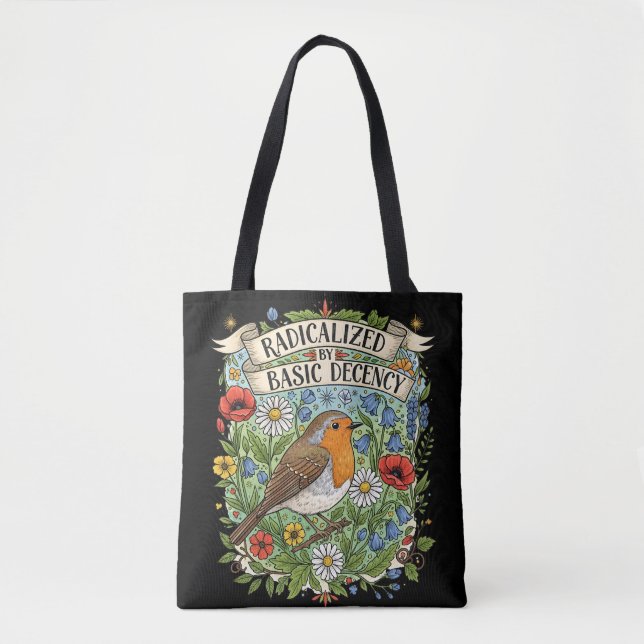 Bolso De Tela Radicalized by Basic Decency Aesthetic Art Bird (Anverso)