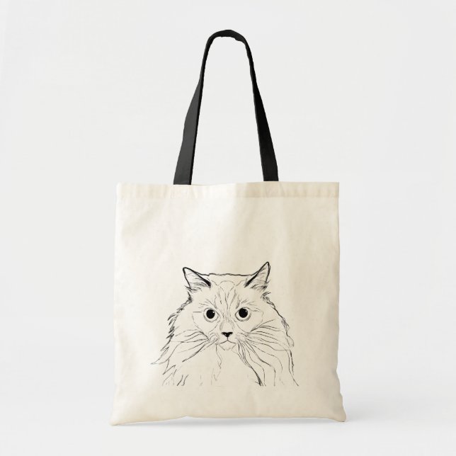 Bolso De Tela Ragdoll Cat Line Art Tote Bag (Frente)
