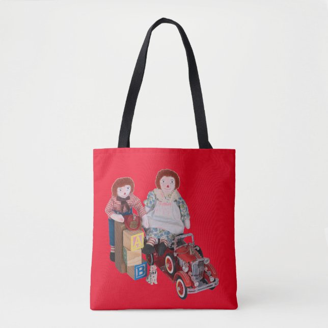 Bolso De Tela Raggedy Ann & Andy muñecas con juguetes (Anverso)