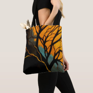 Bolso De Tela Raíces doradas y Árbol del Crepúsculo