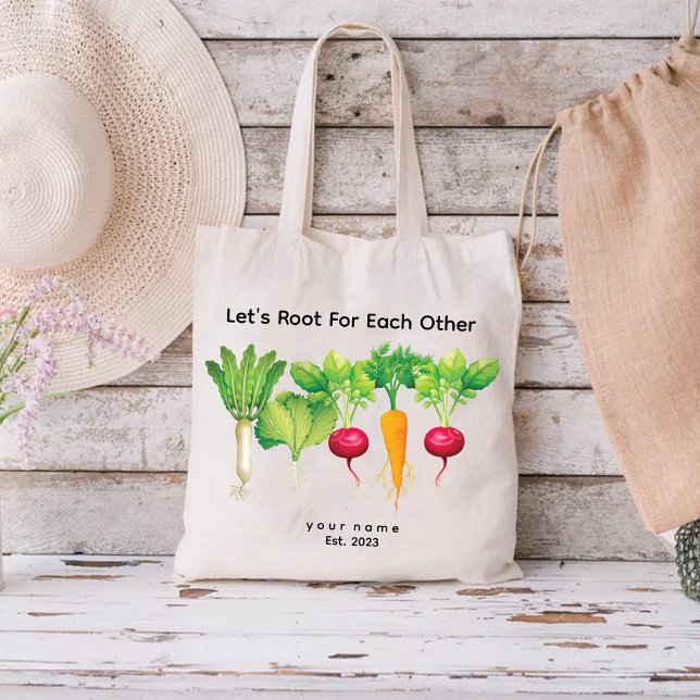 Bolso De Tela Raíces para los demás Chicas amantes de las planta (Lets Root For Each Other Plant lover Girls Tote Bag)