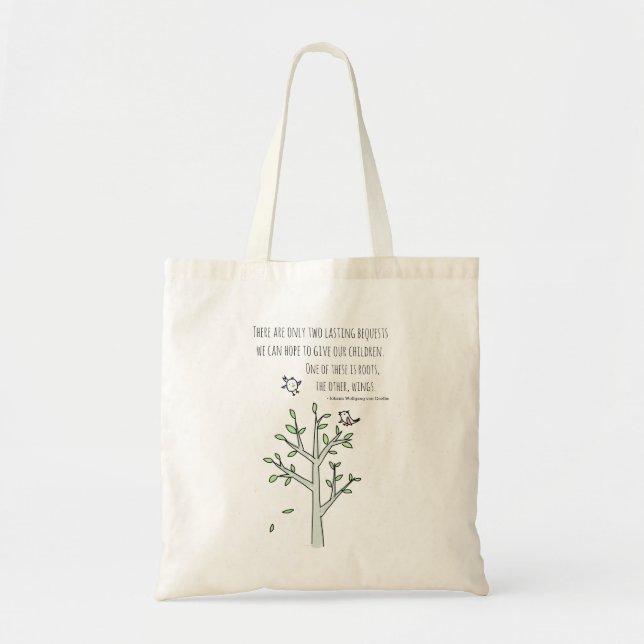 Bolso De Tela Raíces y alas inspiradoras citas de paternidad (Frente)