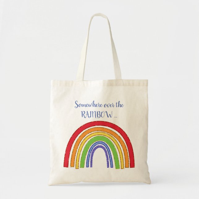 Bolso De Tela RAINBOW con la frontera falsa Purpurina (Frente)