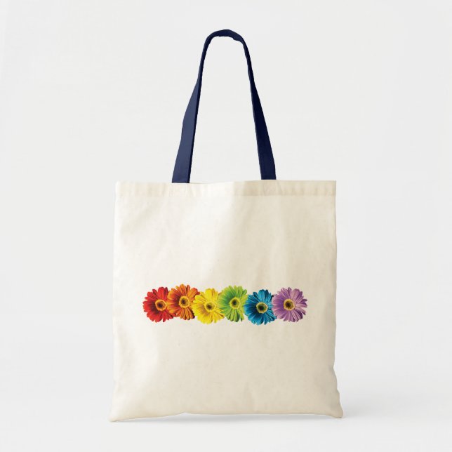 Bolso De Tela Rainbow Daisies (Frente)