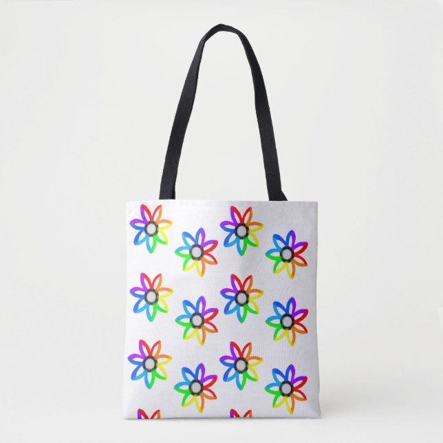 Bolso De Tela Rainbow Daisies (Anverso)