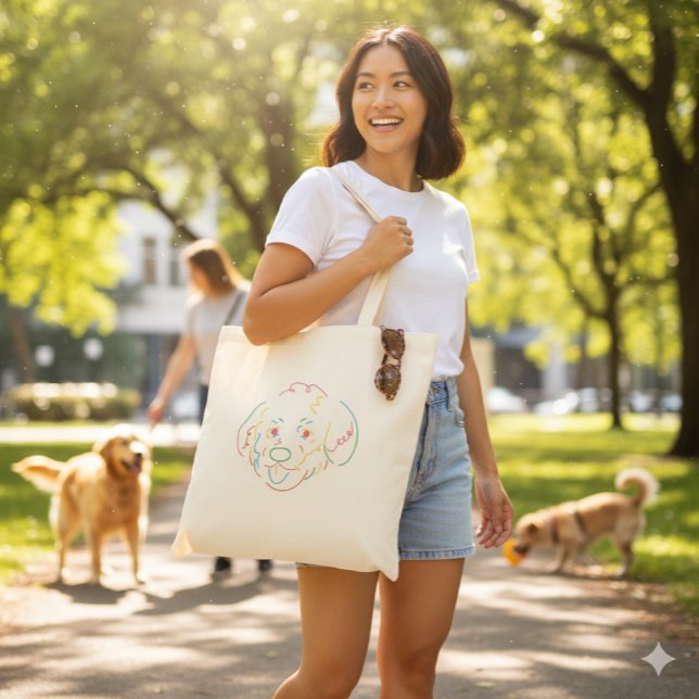 Bolso De Tela  Rainbow Doodle Line Art Dog Face Tote Bag (Subido por el creador)