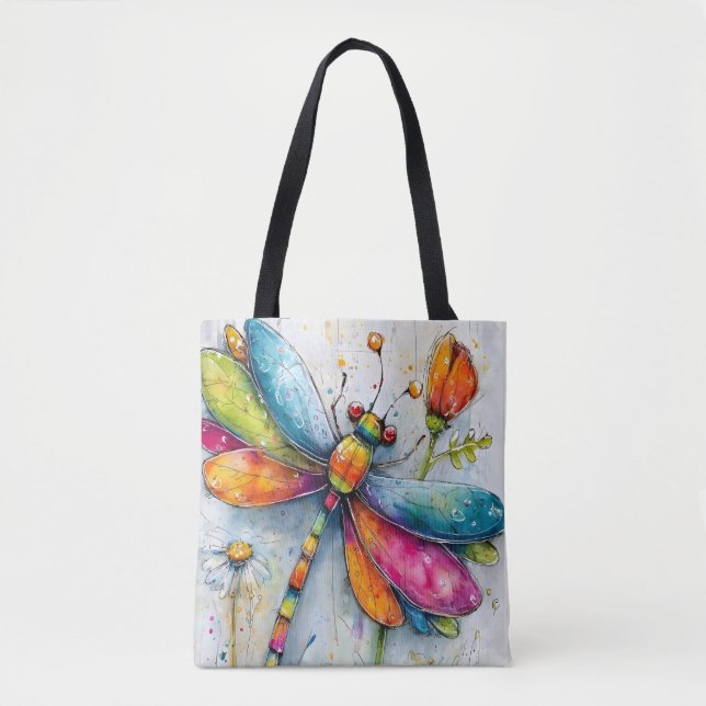 Bolso De Tela Rainbow Dragonfly (Anverso)