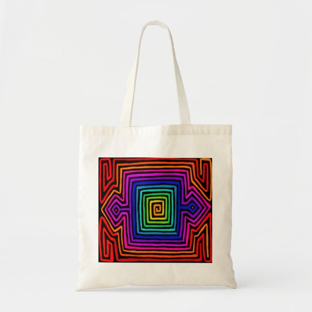 Bolso De Tela Rainbow Kuna Indian Mola (Frente)