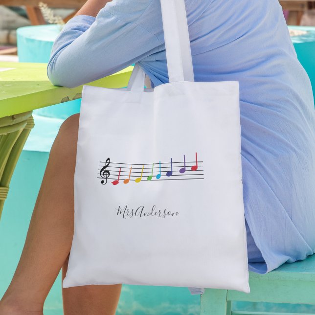 Bolso De Tela Rainbow Music Notes Escala a profesor de música (Subido por el creador)