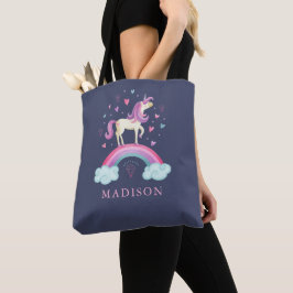 Bolso De Tela Rainbow Unicorn Chica personalizado personalizado