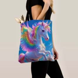 Bolso De Tela Rainbow Winged Prancing Unicorn
