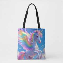 Bolso De Tela Rainbow Winged Prancing Unicorn