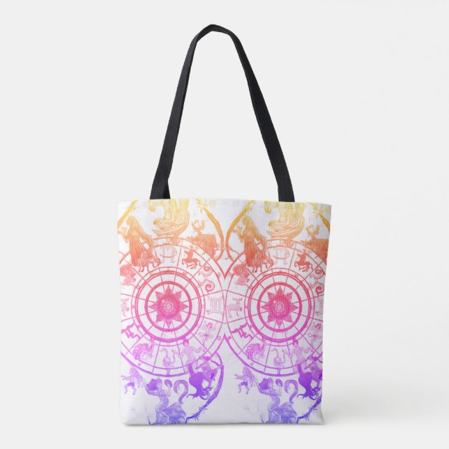 Bolso De Tela Rainbow Zodiac Astrological Signs  on a Tote Bag (Reverso)