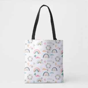 Bolso De Tela Rainbows & Hearts Pattern