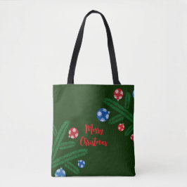 Bolso De Tela Rama de árbol de Navidad con decoraciones de copos