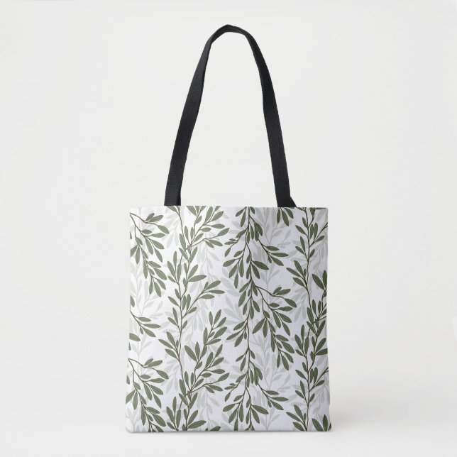 Bolso De Tela Rama de árbol de oliva verde (Anverso)