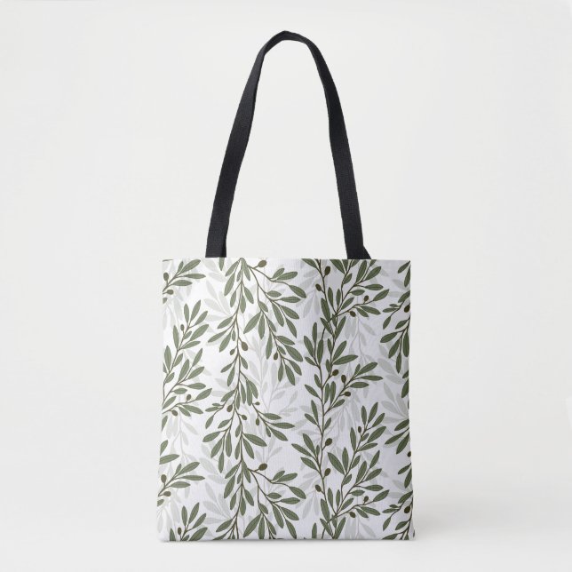 Bolso De Tela Rama de árbol de oliva verde (Anverso)