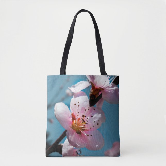 Bolso De Tela Rama de flor de aguza y cielo azul (Anverso)