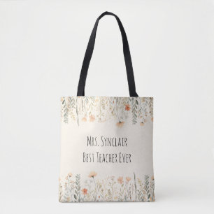 Bolso De Tela Rama de flores silvestres sonrosadas personalizada