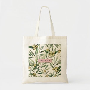 Bolso De Tela Rama de Olivo Acuarela Elegante Personalizada