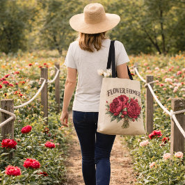 Bolso De Tela Rama de peonía rosa vintage Flower Farmer rústica 