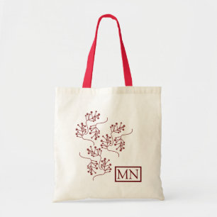 Bolso De Tela Rama de ramitas de burgundy de baya de Navidad Bib