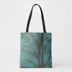 Bolso De Tela Ramas de árbol marrón verde azulado