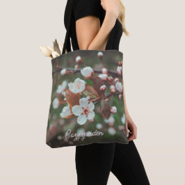 Bolso De Tela Ramas de ciruelas con flores blancas