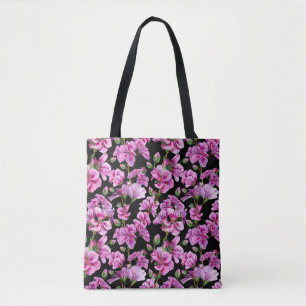 Bolso De Tela Ramas de geranio, brotes de color de agua rosado.