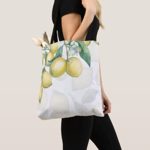 Bolso De Tela Ramas de limón blancas y amarillas rústicas chic