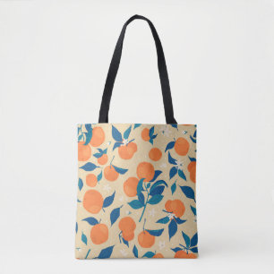 Bolso De Tela Ramas de naranjas: Patrón de fondo beige