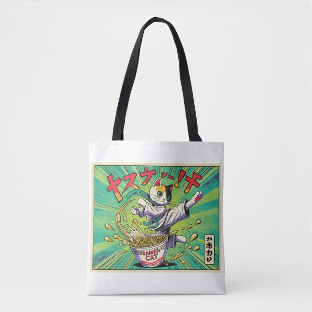Bolso De Tela Ramen Cat Tote Bag (Anverso)
