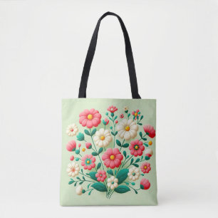 Bolso De Tela Ramillete vibrante de flores 3D
