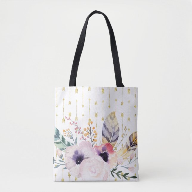 Bolso De Tela Ramo acuarela boho (Anverso)