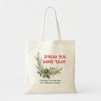 Bolso De Tela Ramo de bayas de acebo acuarela Navidad