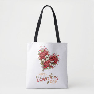 Bolso De Tela Ramo de corazón floral Día de San Valentín